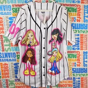 Bratz Dolls Graphic Baseball Jersey Size 2XL New With Tags Double Sided Striped